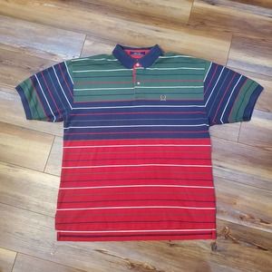 Vintage 90s Tommy Hilfiger Striped Color Block Multicolor Crest Logo Polo XL